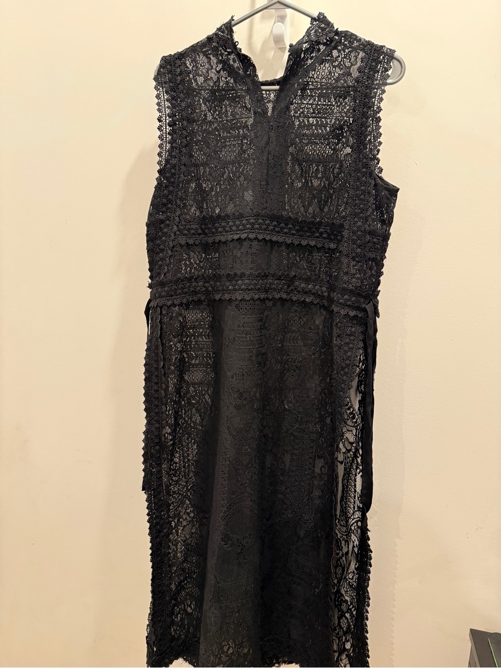Tristan Black Lace Overlay Top L
